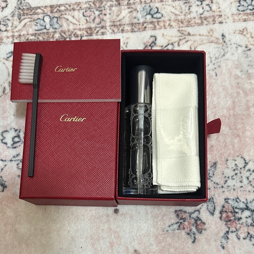 Cartier Red Gift Set with Clear Bottle and White Cloth
